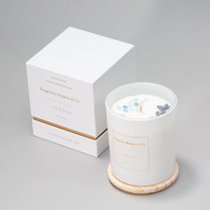 Silver Mountain - UNWIND - Soy Wax Candle with Aquamarine Crystals